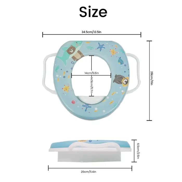 Siège de toilette pour enfants avec poignées, coussin doux, motif de dessin animé mignon, siège de toilette pour tout-petits