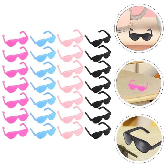 60 pièces Mini lunettes miniatures pour lunettes de soleil poupées jouet maison lunettes de soleil minuscule petite maison de poupée en plastique