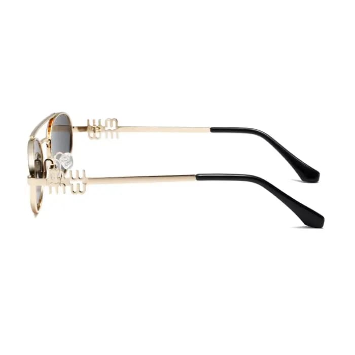 Lunettes de soleil ovales à double pont en métal pour femmes et hommes