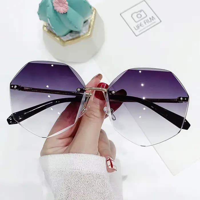 Lunettes de soleil octogonales sans bords pour femmes