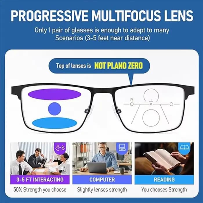 Lunettes de lecture progressives multifocales pour hommes
