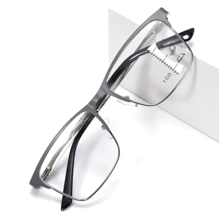 Lunettes de lecture progressives à monture grise pour hommes