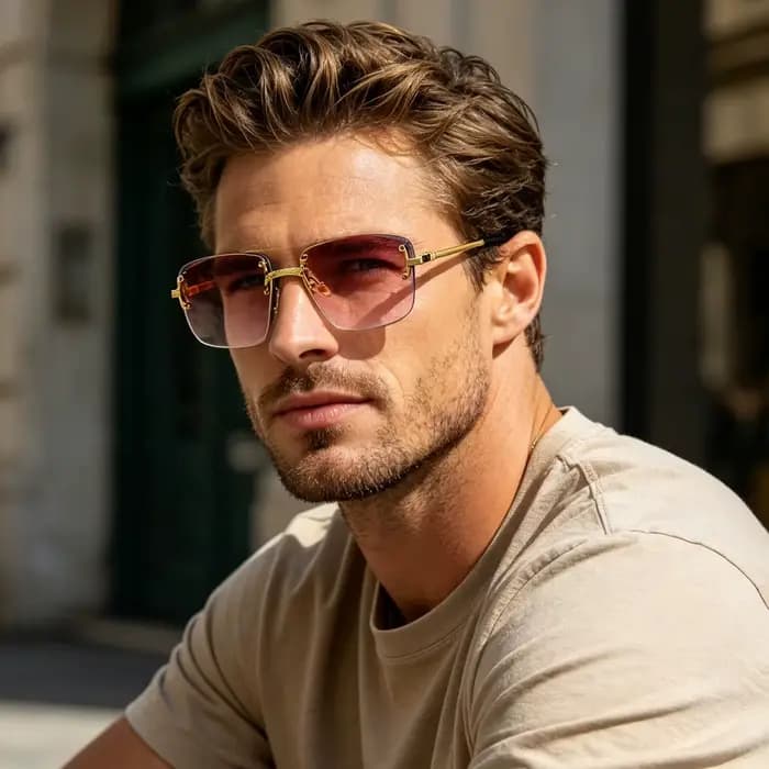 CATERSIDE Punk Rectangle lunettes de soleil hommes femmes luxe concepteur sans monture dégradé lentille métal