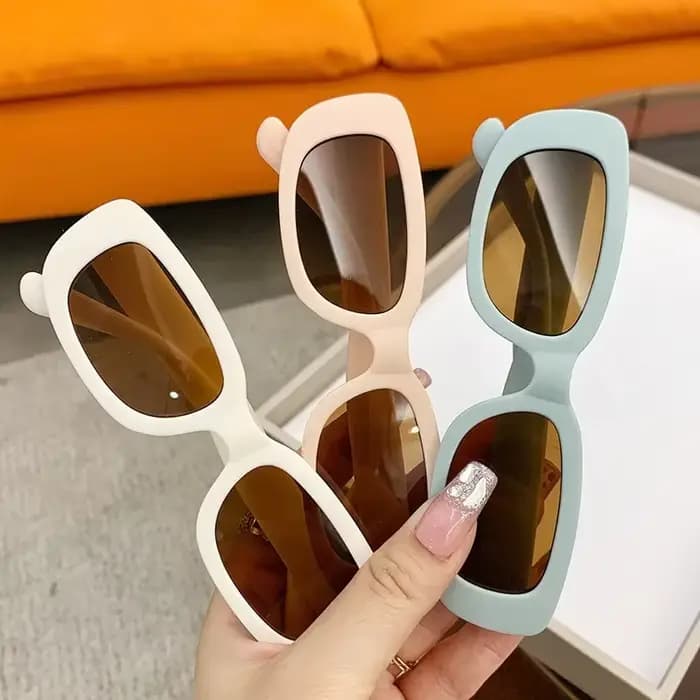 Enfants mignon Vintage givré Rectangle lunettes de soleil en plein air filles garçons doux