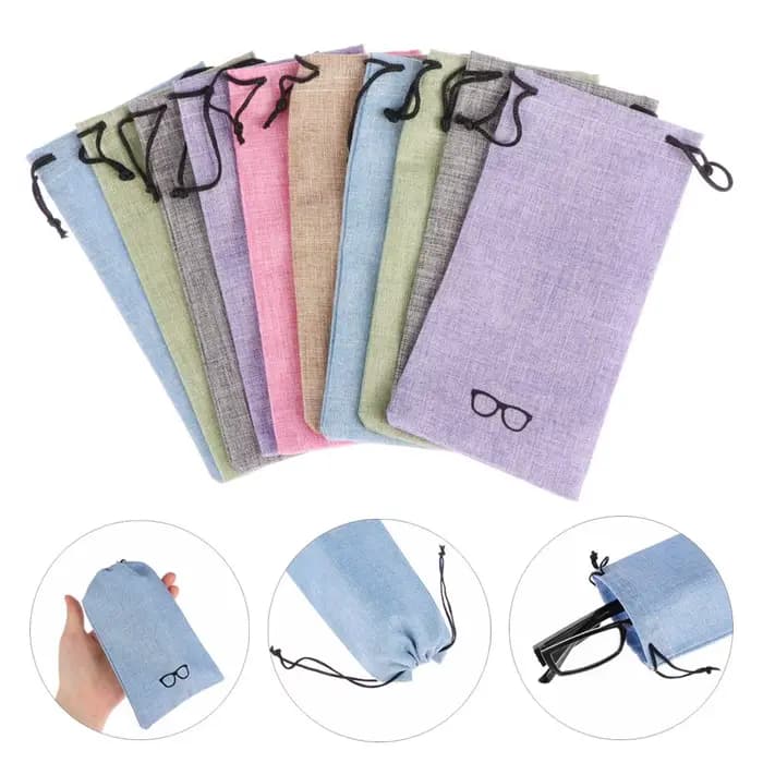 Poudres de tissu de lin portables pour sac de lunettes de soleil