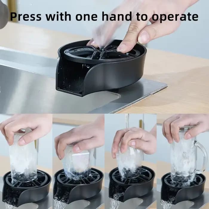 Rinceuse de verre pour évier de cuisine, lave-gobelets, bec rotatif résistant à 360, conception de pulvérisation nervurée