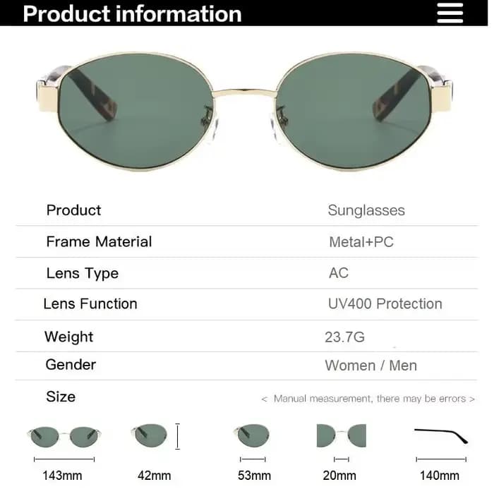 Lunettes de soleil vintage de créateur pour femmes et hommes 2026 – Monture ovale petite et tendance