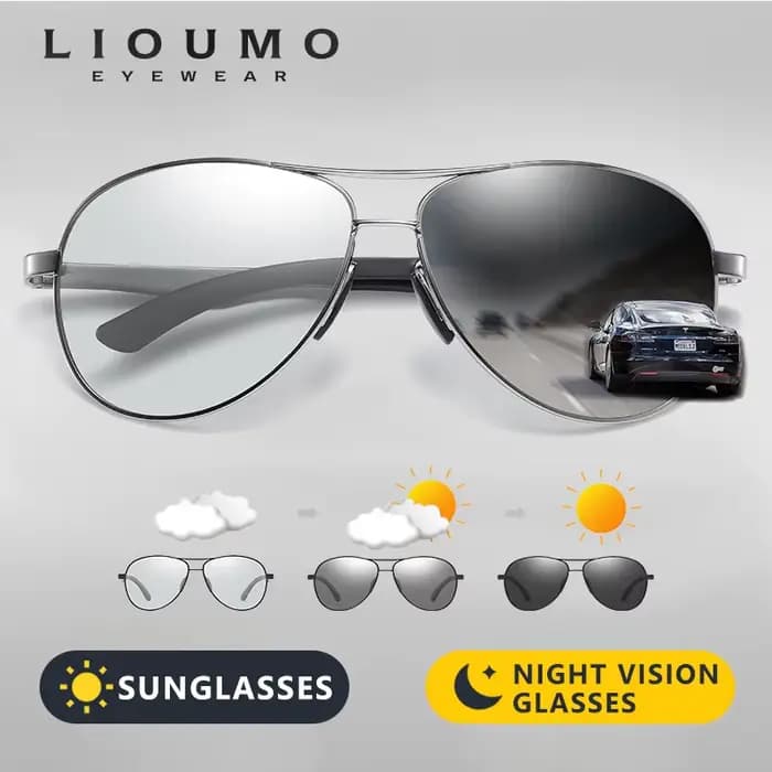 Lunettes de soleil photochromiques pilote de conception de marque classique hommes
