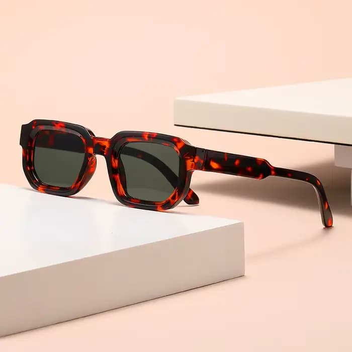 Luxueux Rectangle lunettes de soleil femmes hommes marque de mode concepteur décontracté
