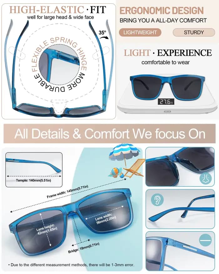 Grandes lunettes de soleil carrées pour hommes