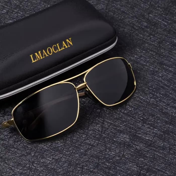 LMAOCLAN marque aluminium magnésium polarisé or lunettes de soleil hommes UV400 classique mâle