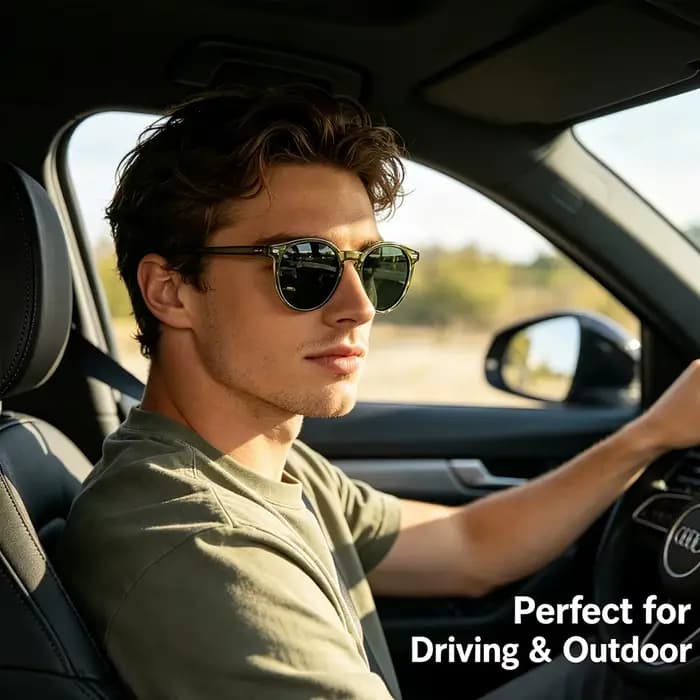 HBK mode lunettes De Soleil polarisées hommes rond TR90 cadre