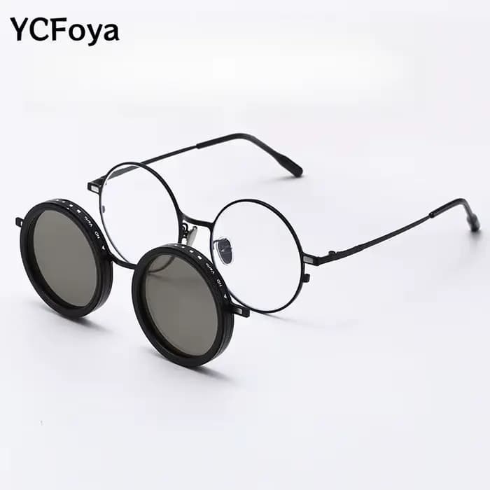 Lunettes à clip magnétique rondes pour hommes et femmes