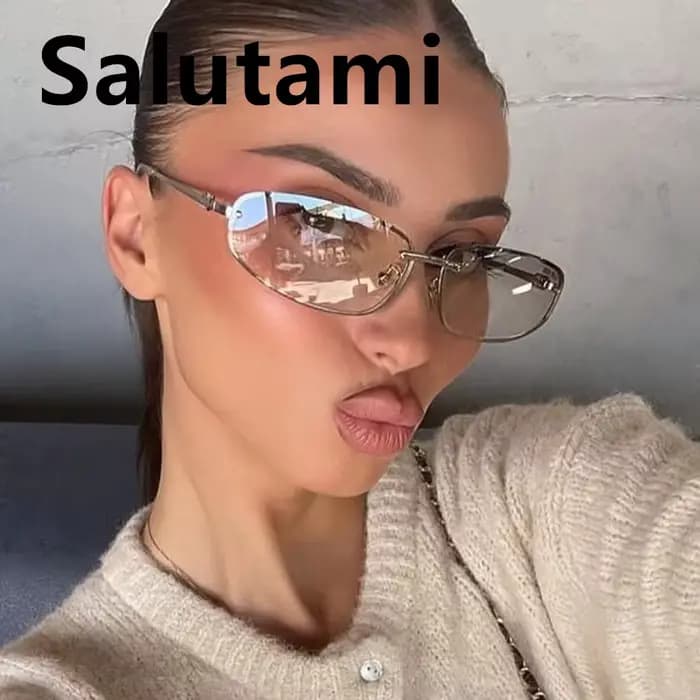 Lunettes de soleil argentées Y2K pour femmes