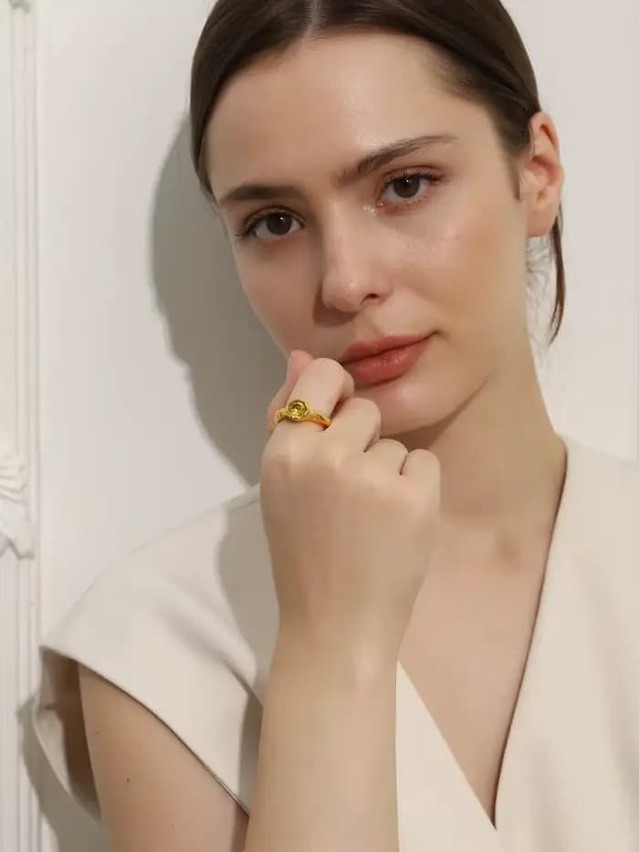 E.B.belle – bagues fines en Zircon pour femmes, brillantes, couleur Champagne unique, plaqué or, accessoires de bijoux en acier inoxydable