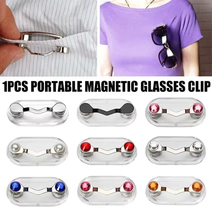 Support magnétique pour lunettes - Attache transparente pour col