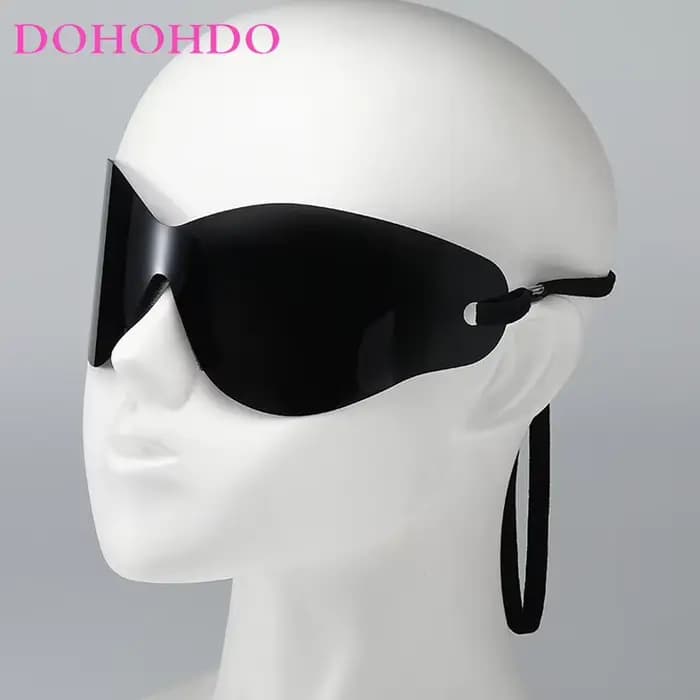 DOHOHDO rétro surdimensionné attaché corde lunettes de soleil pour femmes hommes marque Designe une pièce sans monture