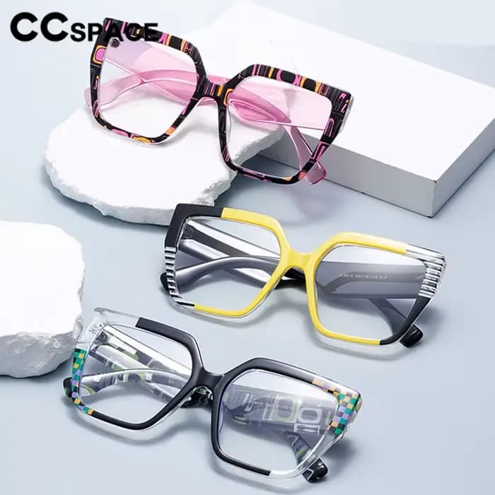 Lunettes de lecture carrées à grand cadre coloré pour femmes