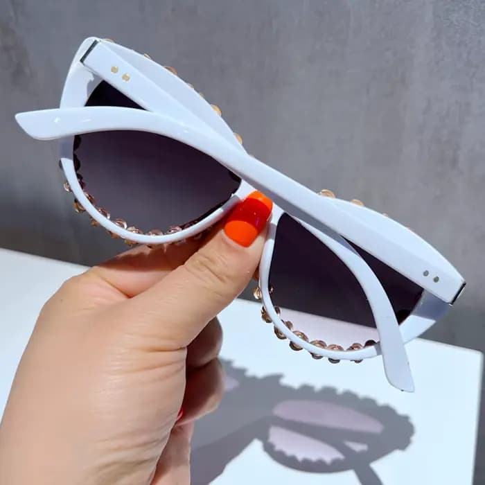 Lunettes de soleil femmes 2023 Sexy fleur rouge oeil de chat