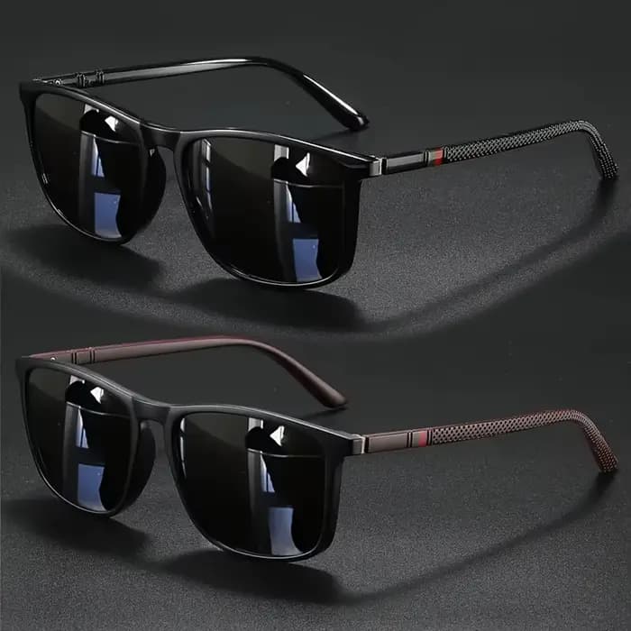 2 paires de lunettes de soleil de luxe carrées vintage décontractées et tendance pour hommes et femmes