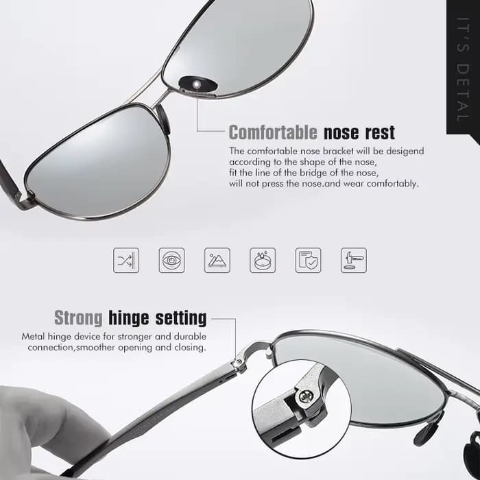 Lunettes de soleil photochromiques pilote de conception de marque classique hommes