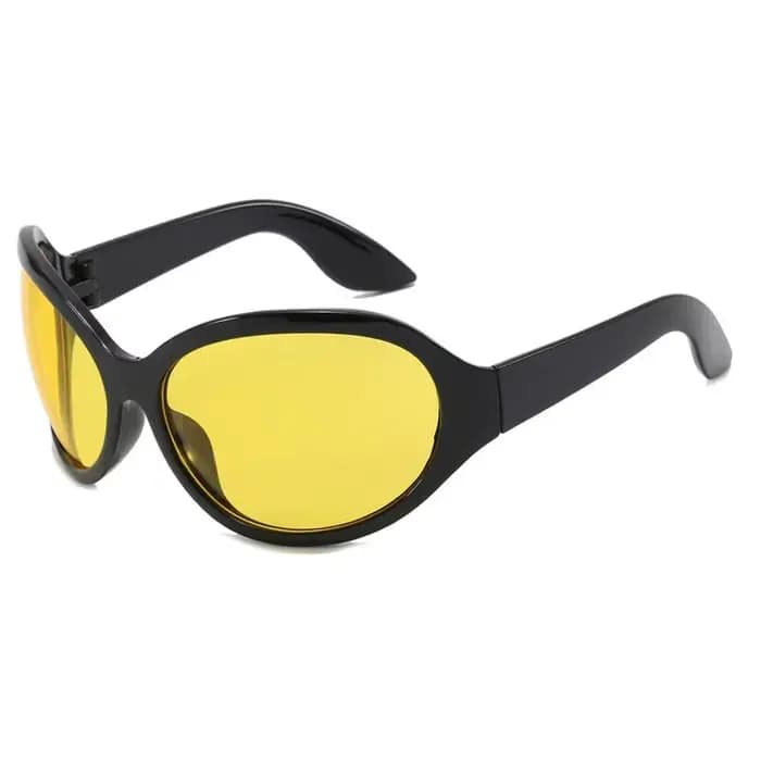 Lunettes de soleil Y2K jaunes uniques pour femmes