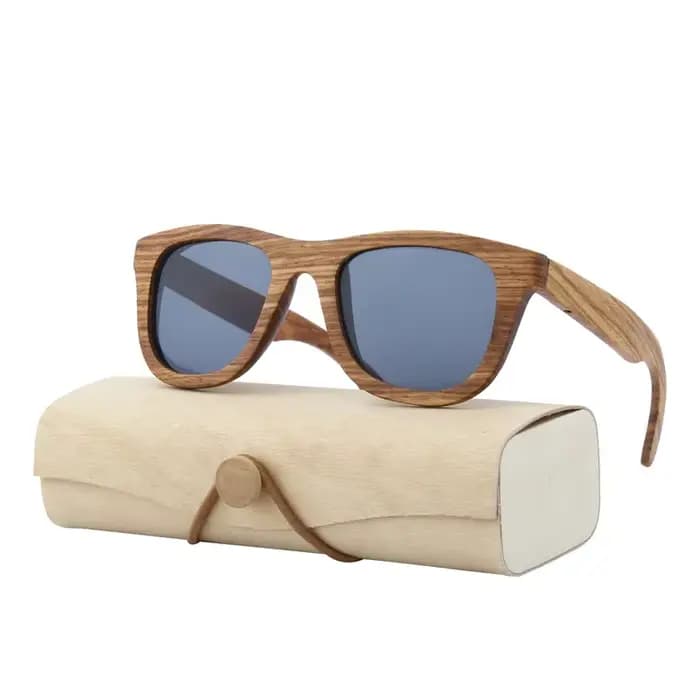 Lunettes de soleil en bois avec étui pour hommes et femmes