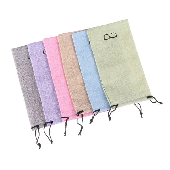 Poudres de tissu de lin portables pour sac de lunettes de soleil