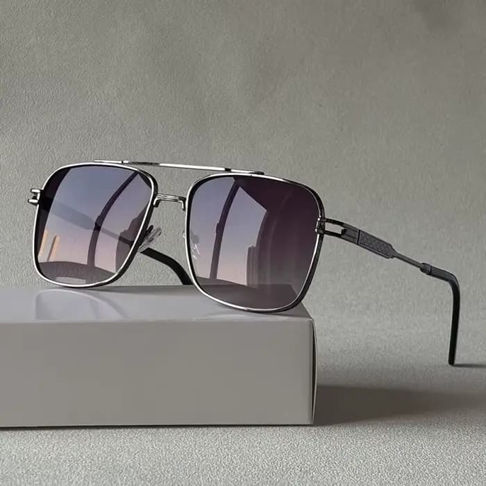 Lunettes de soleil carrées élégantes à Double pont