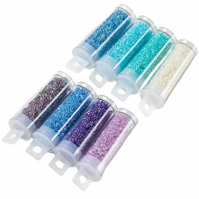 Perles de verre de 2mm, couleurs teintes à l'intérieur, avec AB blanc crème, 1200 pièces/Tube, accessoires pour vêtements, cadeaux de couture faits à la main