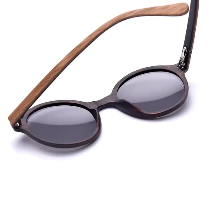 Lunettes de soleil rondes uniques en bois de deux tons pour hommes et femmes
