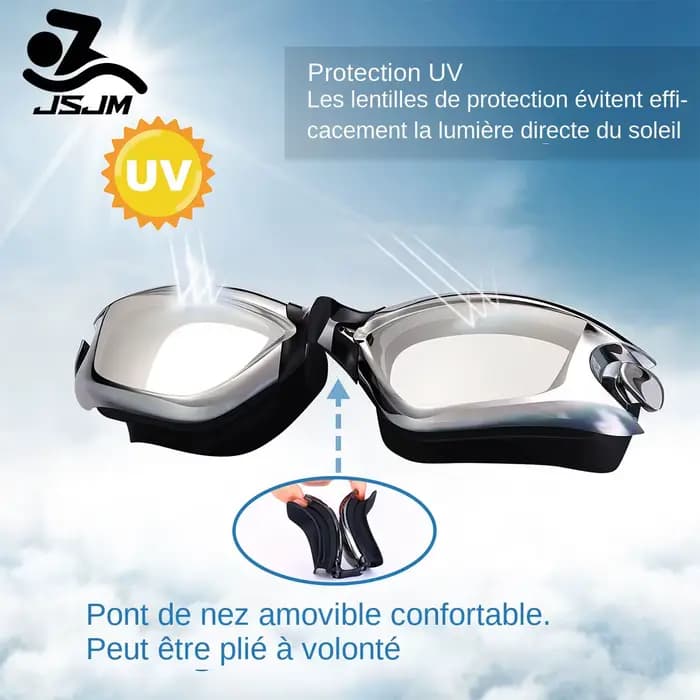 JSJM nouveau professionnel adulte Anti-buée Protection UV lentille hommes femmes lunettes de natation étanche réglable