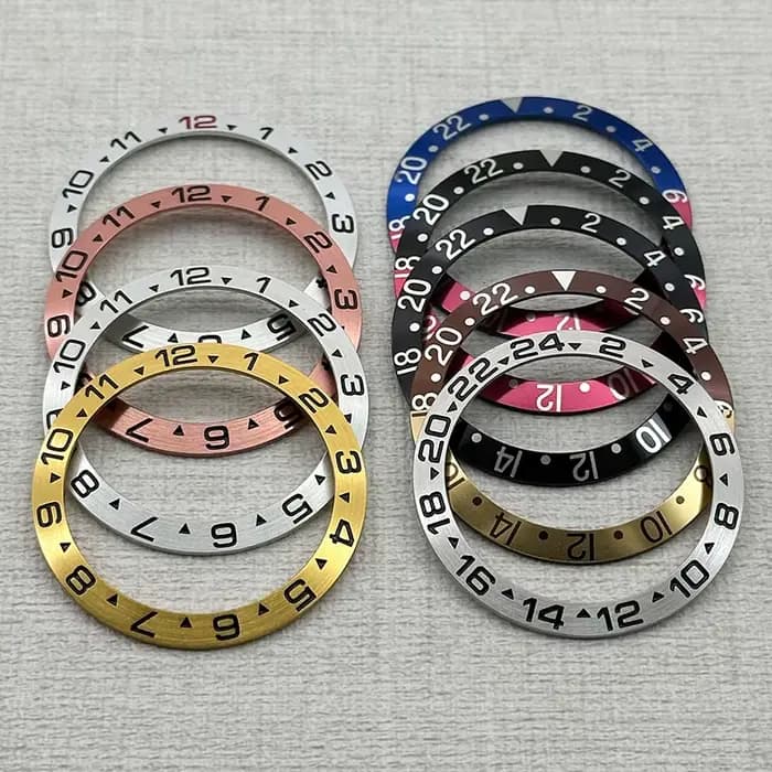 Bezel en aluminium biseauté de 38 mm pour montres SKX007 SKX009 série 150 GMT et de plongée, beze de remplacement pour mouvements NH35 et NH36