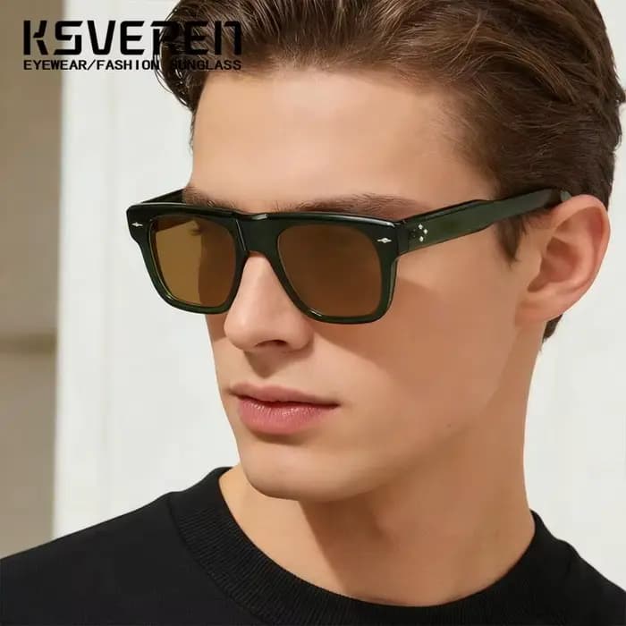 Lunettes de soleil de lecture à lentille jaune carrée pour hommes