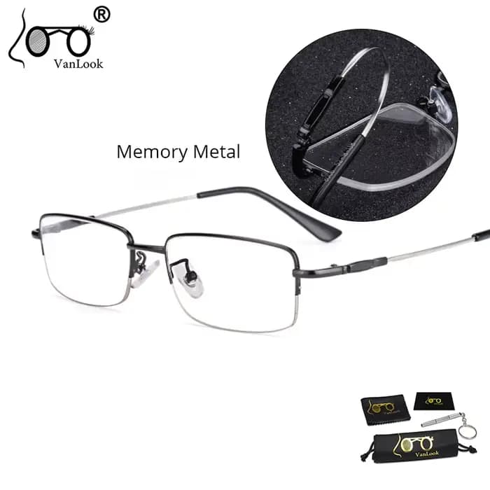 VANLOOK hommes mémoire titane lunettes demi-monture