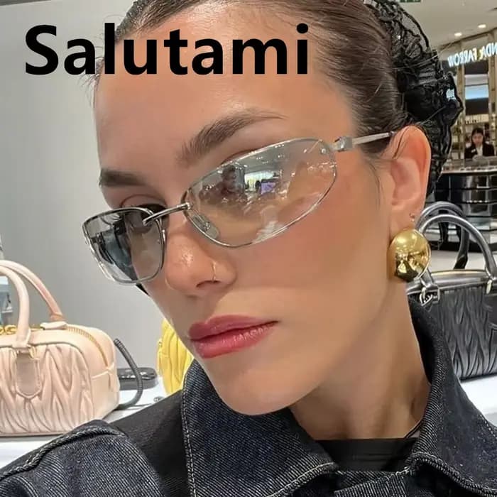 Lunettes de soleil argentées Y2K pour femmes