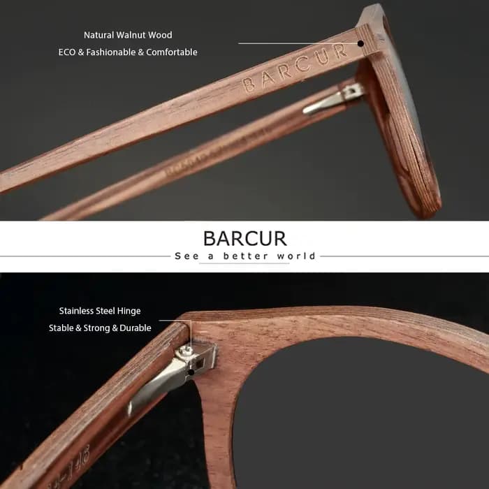 Lunettes de soleil polarisées rondes en bois pour hommes, Oculos de sol mascul37