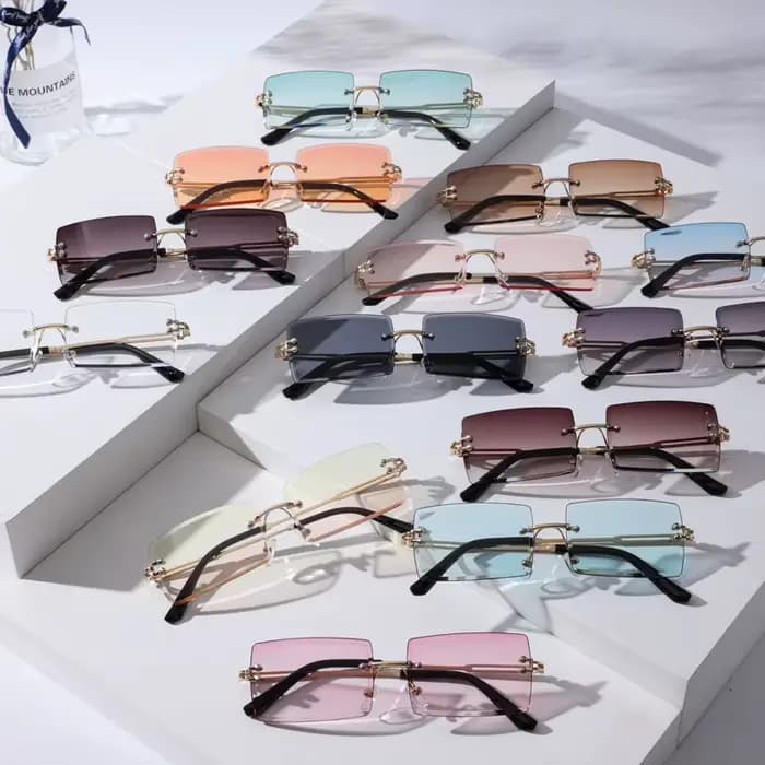 Lunettes de soleil sans monture en métal pour femmes et hommes