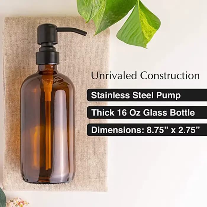 Bouteille en verre manuelle en acier inoxydable pour salle de bain, distributeur de type poussoir, Regina, T Vets, 18 oz