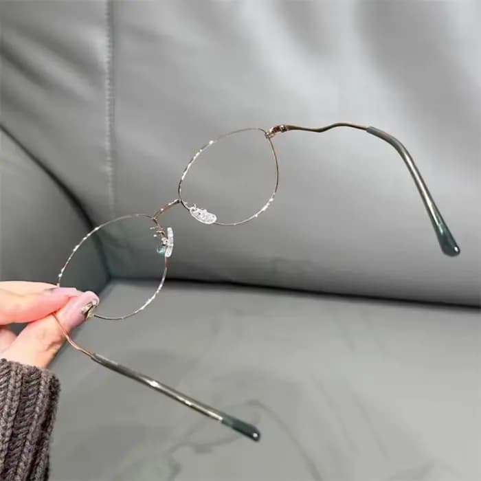 Lunettes de vue Y2K style œil de chat - Filtre anti-lumière bleue - Sans correction - Monture intégrale en métal