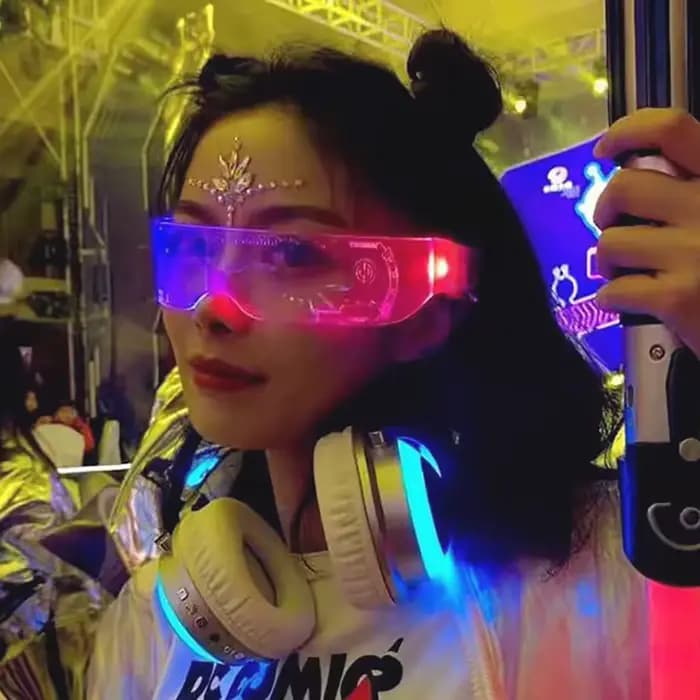 1 pièces LED lunettes de soleil lumineuses Vintage Punk