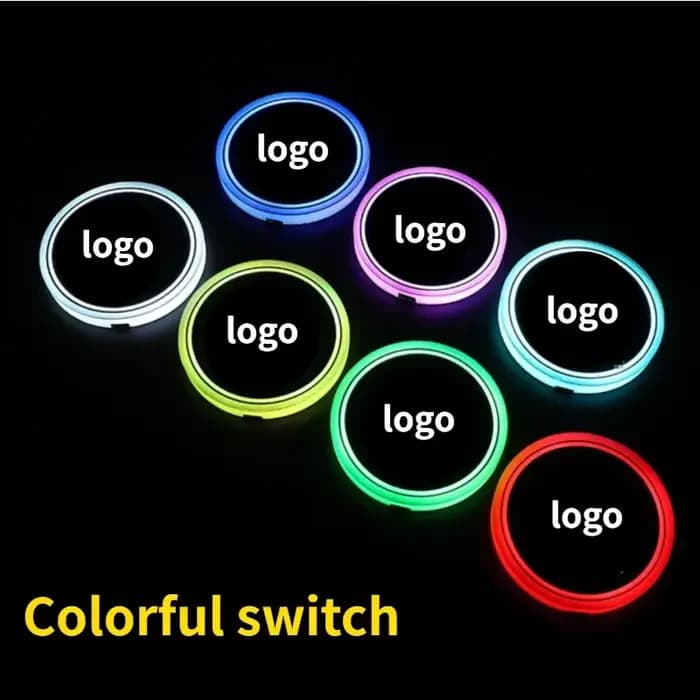Sous-verre lumineux LED avec logo de voiture pour porte-gobelet Ford Mustang Shelby Focus Ranger Explorer Transit Ecosport Mondeo Accessoires