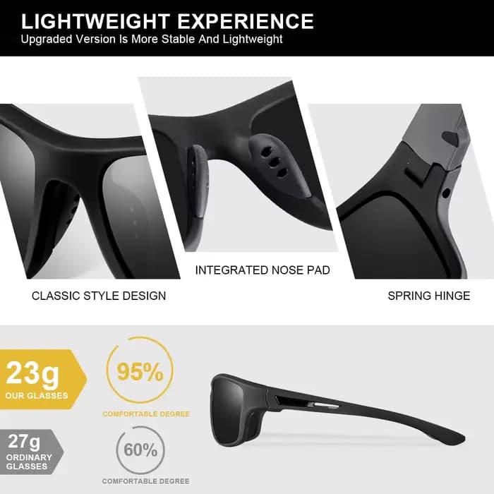Lunettes de soleil rectangulaires polarisées pour hommes