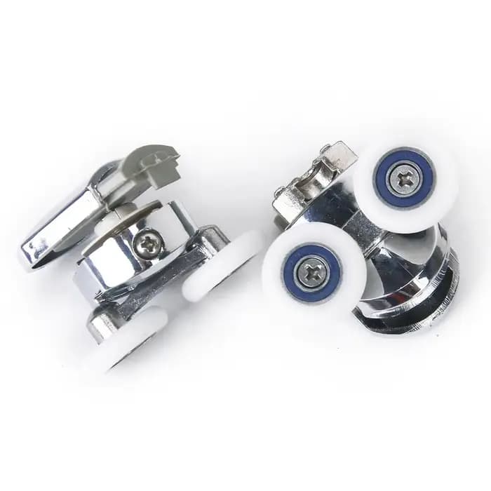 1 paire de rouleaux supérieurs et inférieurs pour porte de douche, double roue 25mm pour verre 12mm-14mm