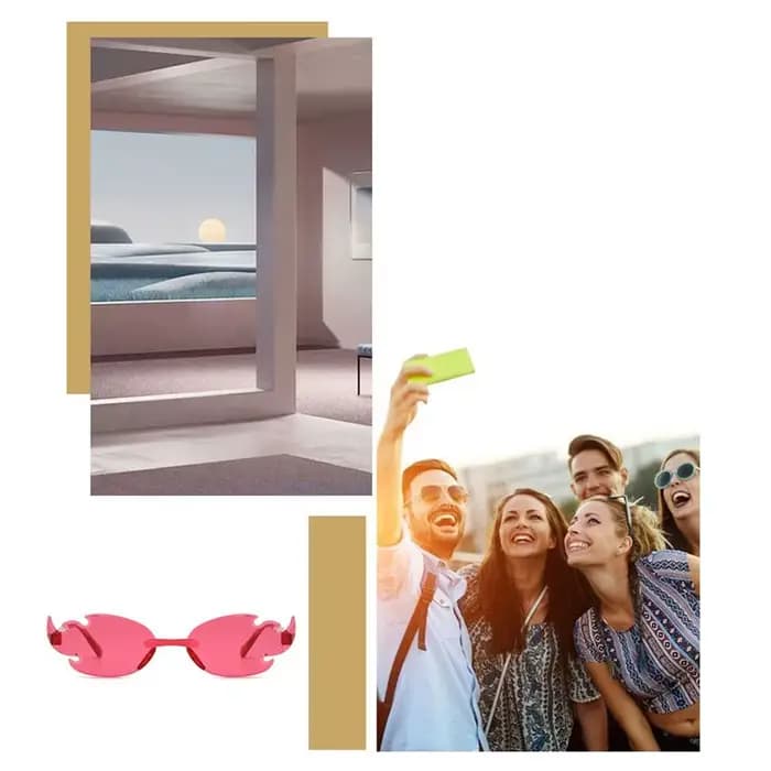 Lunettes de soleil tendance sans bords en forme de flamme
