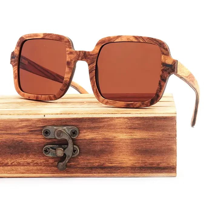 Lunettes de soleil polarisées en bois de burl léger pour hommes et femmes