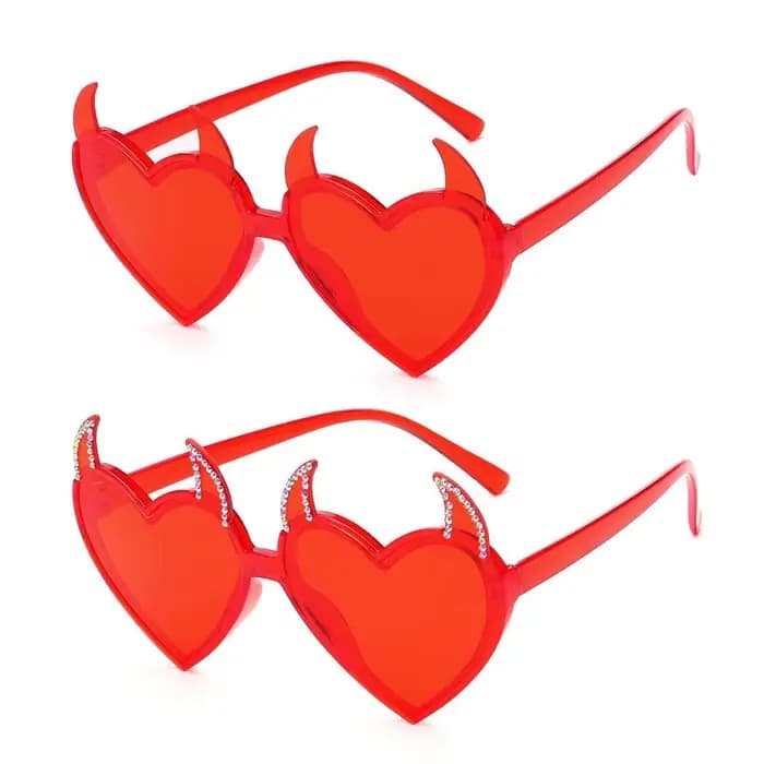 Lunettes de soleil oreilles de diable en forme de cœur pour femmes et hommes