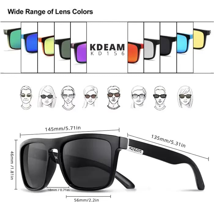 KDEAM Legend lunettes de soleil carrées lentille polarisée pour hommes femmes Sports de plein air pêche alpinisme