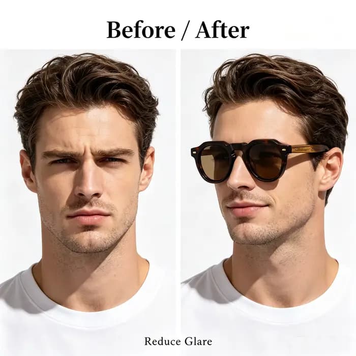 HBK Vintage Simple rond hommes lunettes de soleil petite monture haute qualité acétate cadre