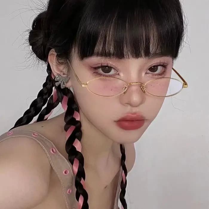Lunettes ovales en métal Y2K pour femmes et filles